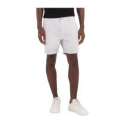 Hvite Chino Shorts med Polerte Lommer