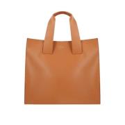 Beige Tote Bag i Faux Skinn