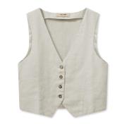 Lin Vest Blazer Cement