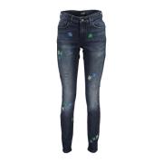 Brodert Slim Fit Bomull Jeans