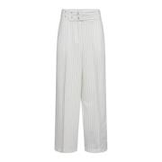 Pinstripe Wide Leg Pants White