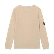 Beige Sweatshirt - Klassisk passform, Rund hals, Lange ermer