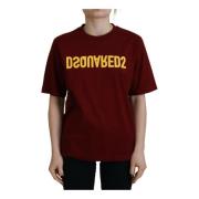 Maroon Logo Bomull Crewneck Tee