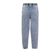 Blå Denim Elastisk Midje Jeans