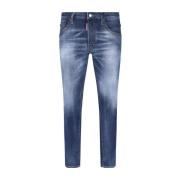 Slim-Fit Denim Jeans med Slitte Detaljer