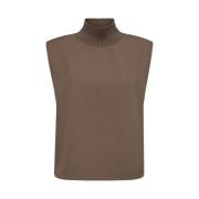 Rib Turtleneck Vest Brun