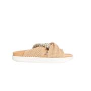 Luksuriøse Interlock Rope Raffia Wedge Sliders - Størrelse 38