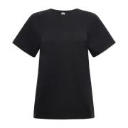 Sort Crew Neck T-skjorte med Flare Ermer