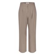 Taupe Lin Wide Leg Bukser Cristiana