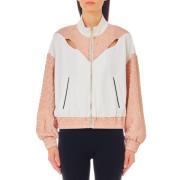 Sporty Ivory Zip Sweater med Cuts