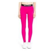 Fuchsia Logo Leggings Elastisk Midje