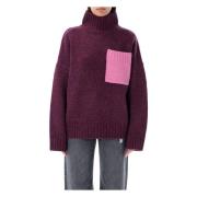 Plum Patch Pocket High Neck Strikkeplagg