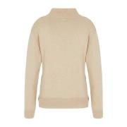 Beige Sweatshirt i ullblanding Mock Neck