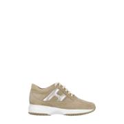 Beige Semsket Skinn Sneakers