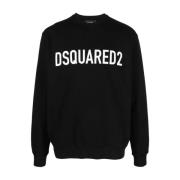 Svart Logo Print Crew Neck Sweater