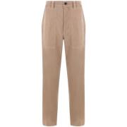 Mørk Beige Stretch Bomullsbukser