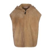 Shearling Hooded Gilet Elegant Shaved Effect