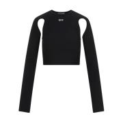 Elegant Svart Crop Top Moderne Tech