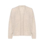 Beige Melert Strikket Cardigan - Topper