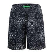 Sort Bomull Elastisk Midje Shorts