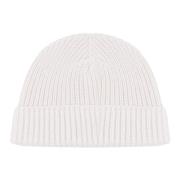 Ribbestrikket Beanie Lue i Sand Ull