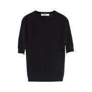 Svart Merinoull Pullover Topp