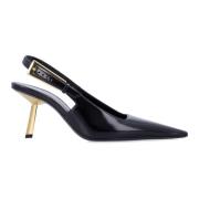 Sort Skinn Slingback Pumps