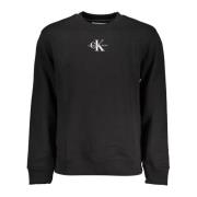 Svart Sweatshirt med Lange Ermer Brodert Logo