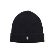 Blå Beanie Hodeplagg med Brodert Logo