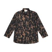 Brun Oversized Skjorte med Print