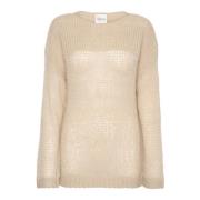 Myk Strikkbluse Fjær Beige Melange