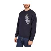 Navy Blue Intarsia Broderi Sweater