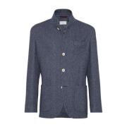 Navy Cashmere Wool Jackets Herringbone