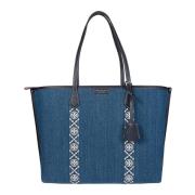 Denim Triple Compartment Tote Bag