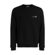 Svart Bomull Herre Sweatshirt med Hvitt Logo