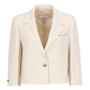 Rosa Viskose Blazer Peak Revers