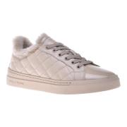 Trainers in vanilla quilted leather and patent leather