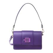 Purple leather shoulder bag