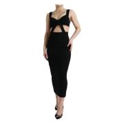 Svart Bodycon Midi Kjole