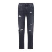 Faded Black Slim-Fit Denim Jeans