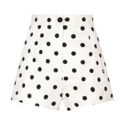 Høy Midje Polka Dot Bomullsshorts