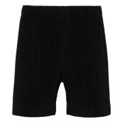 Sort Plissert Shorts