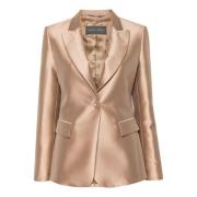 Beige Satin Mikado Blazer Jakke