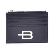 Card holder with zip in black saffiano