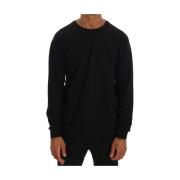 Elegant svart crewneck bomullsgenser