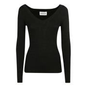 Sort Ribbestrikket Jumper med Lurex