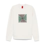 Hvit Logo Print Crew Neck Sweater