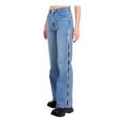 Vid Ben Denim Jeans med Perledetalj