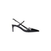 Svart Hæl Slingback Stiletto Sandaler