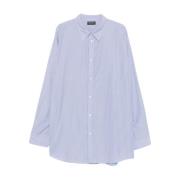 Oversized Stripete Poplin Skjorte